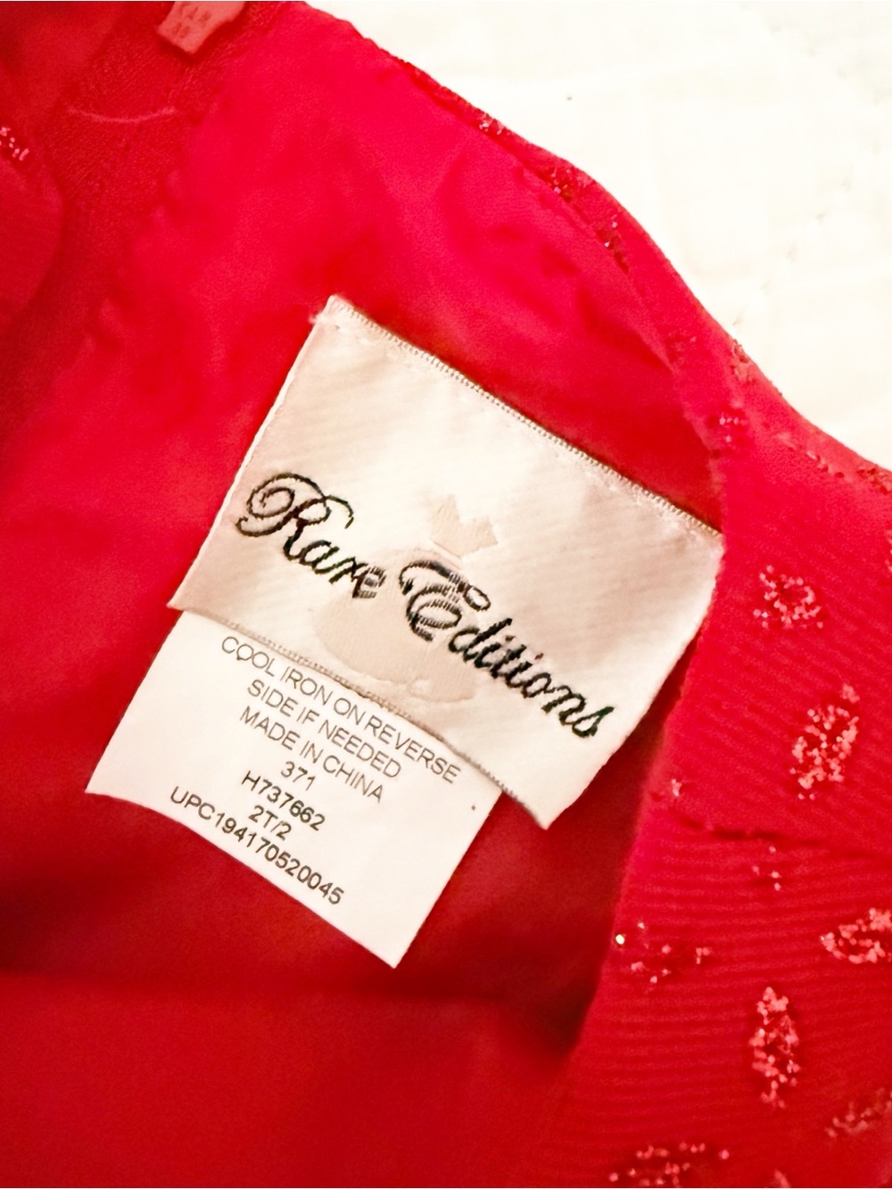 Rare Editions Kids 2T Red Sparkle Glitter Girls' Dress - Picture 3 of 4